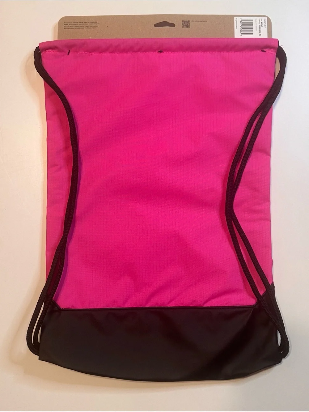 Nike Drawstring Backpack Hot Pink White Swoosh Black NWT
